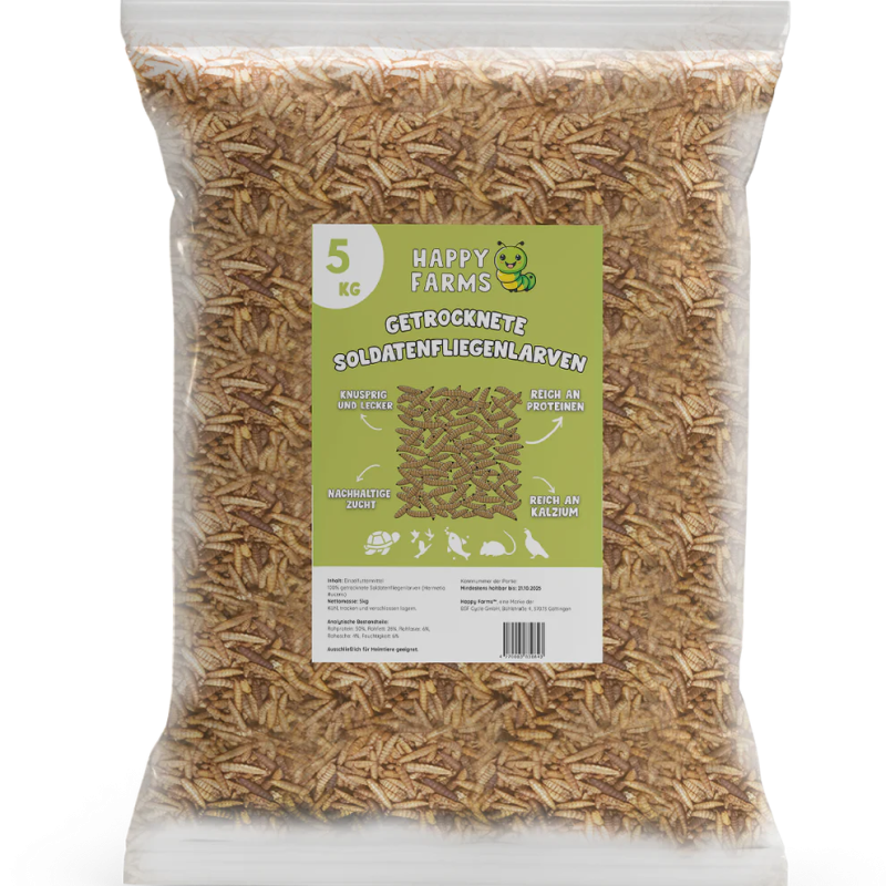 HAPPY FARMS Soldatenfliegenlarven 5kg Beutel HAPPY FARMS Soldatenfliegenlarven 5kg Beutel