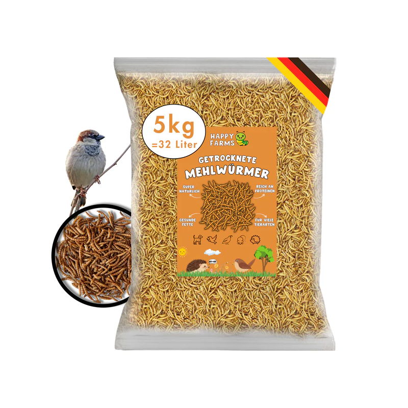 HAPPY FARMS Mehlwürmer getrocknet 5kg Beutel