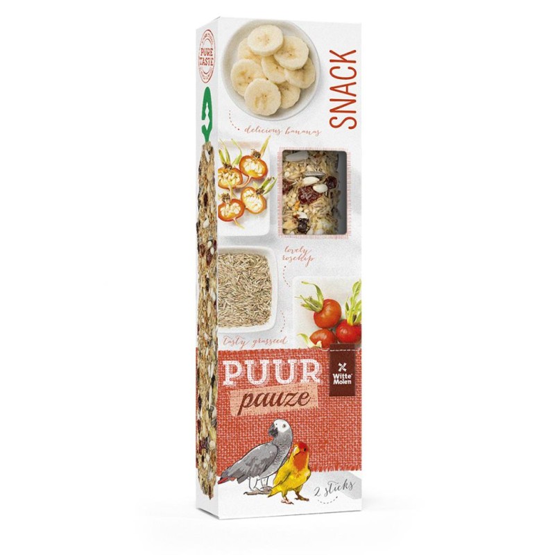 PUUR Pauze Sticks Papagei Banane&Hagebutte 2Stk 140g Packung