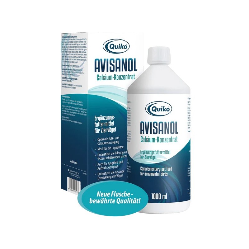 QUIKO Avisanol Calcium-Konzentrat Unterstützt täglichen Calciumbedarf bei Ziervögeln 1000ml Flasche